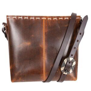 Cashel NWT Western Distressed Brown Leather & Silver Crossbody Sling Bag NEW!